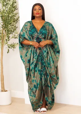 African Kampala Silk Drawstring Boubou Kaftan - Zarina