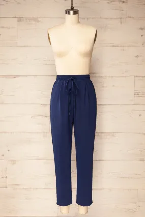 Alycia Navy | Flowy Straight-Leg Pants