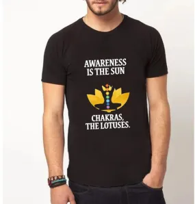 Awareness and chakras | Half sleeve black Tshirt