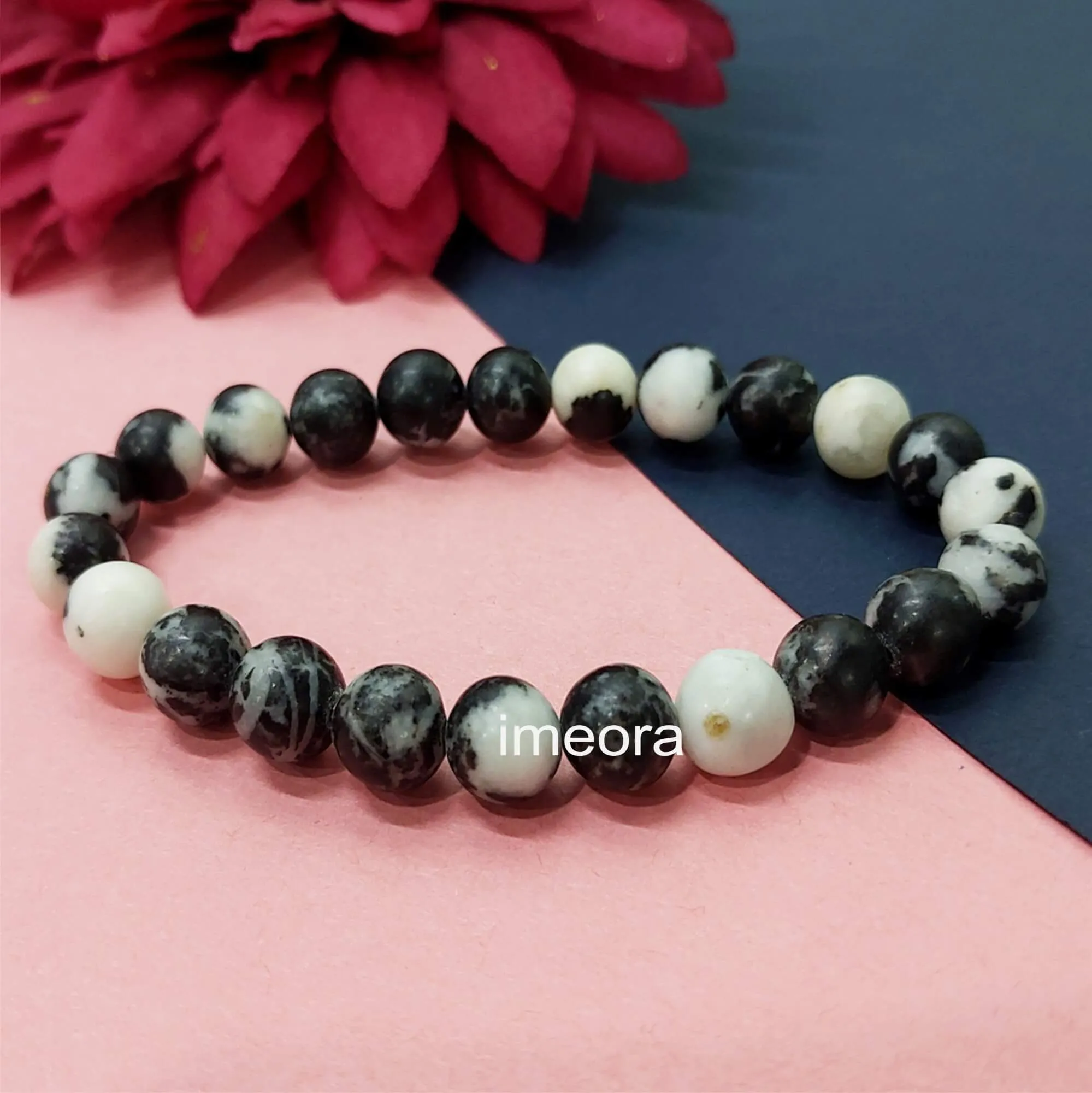 Certified Zebra Jasper 8mm Natural Stone Bracelet