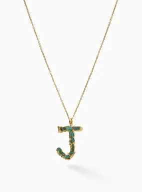 Collar Letras ABC con Esmeraldas - J