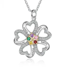 Customized S925 Heart Flower Pendant- Exclusive Valentines Gift For Family