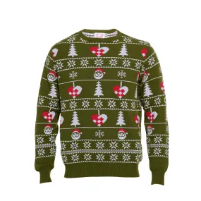 Den Stilede Julesweater Khakigrøn - Børn.