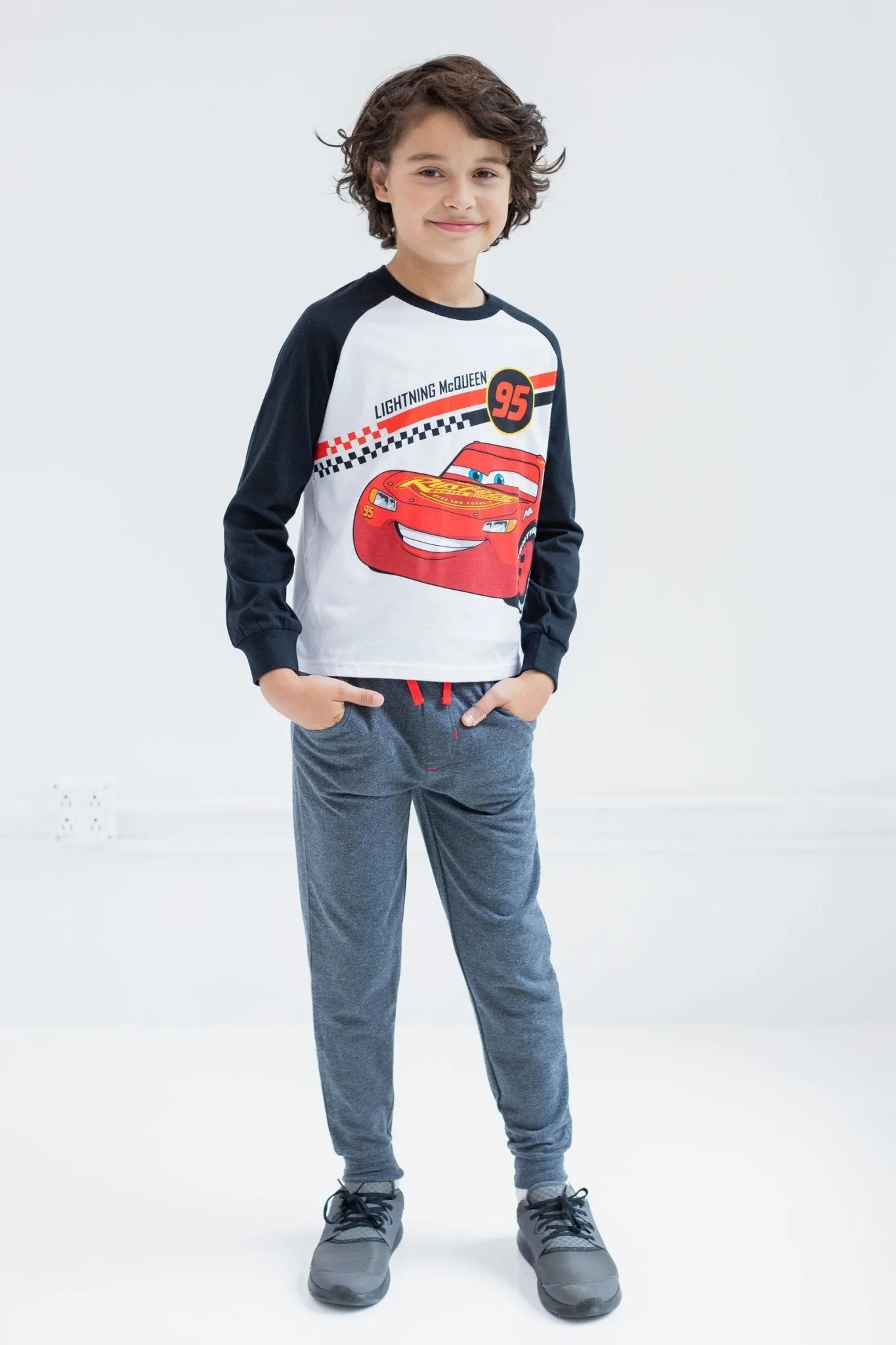 Disney Cars Lightning McQueen T-Shirt and Jogger French Terry Pants Outfit Set