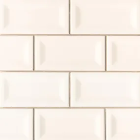 Domino Ceramic Tile Collection Almond Glossy Inverted Beveled - 3"x6"