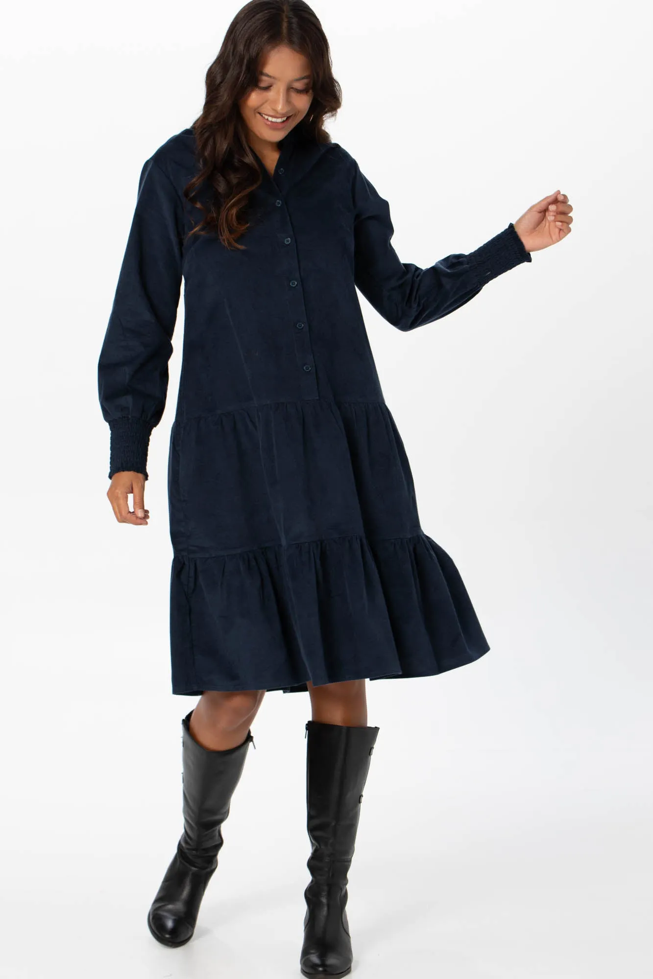 Easton Dress Navy Corduroy