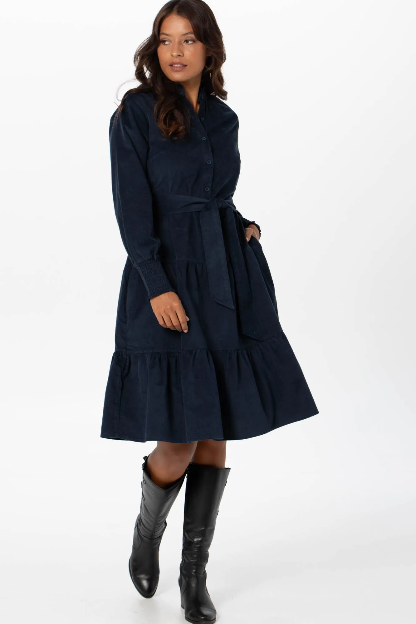 Easton Dress Navy Corduroy