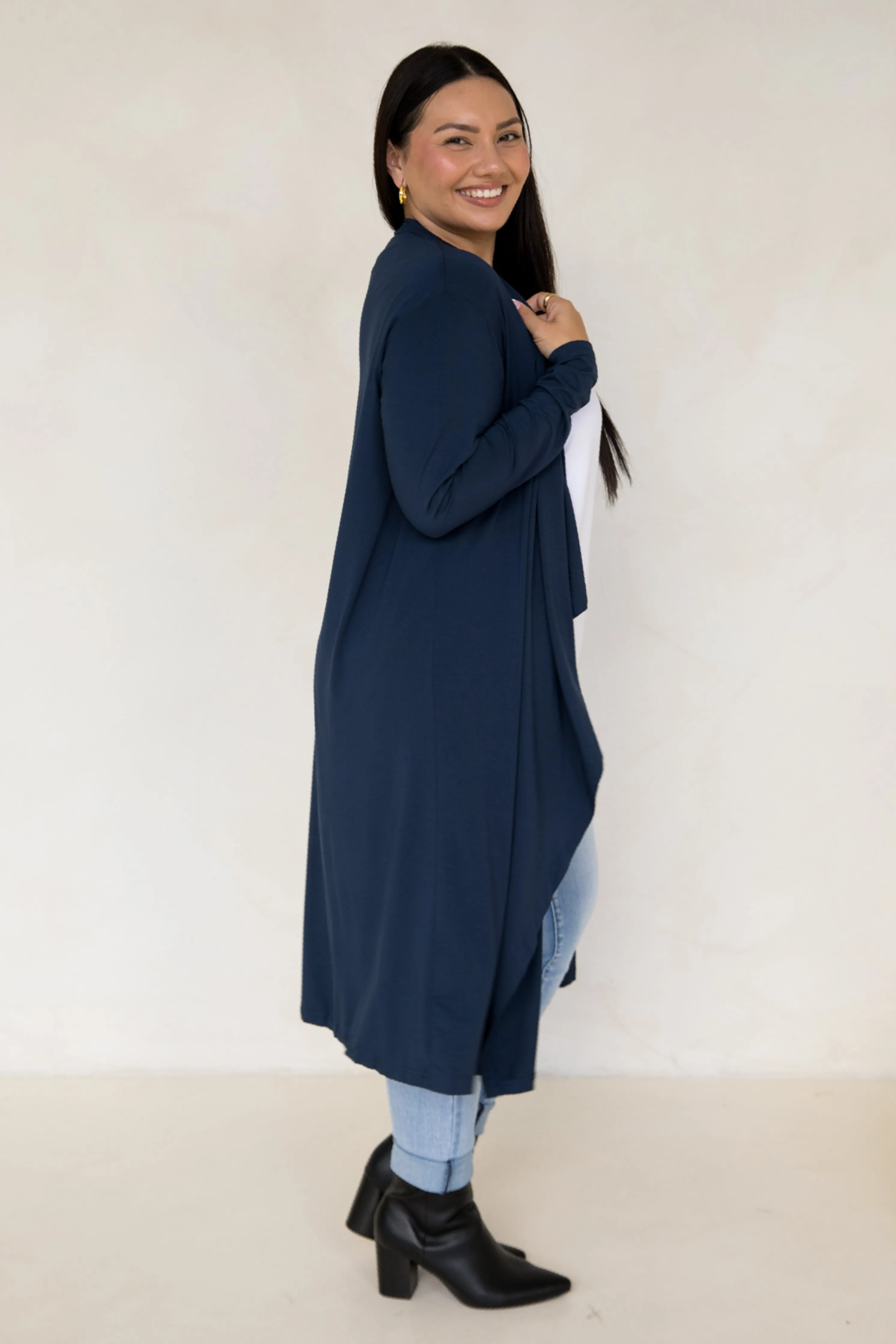 Flyaway Bamboo Cardigan in Navy