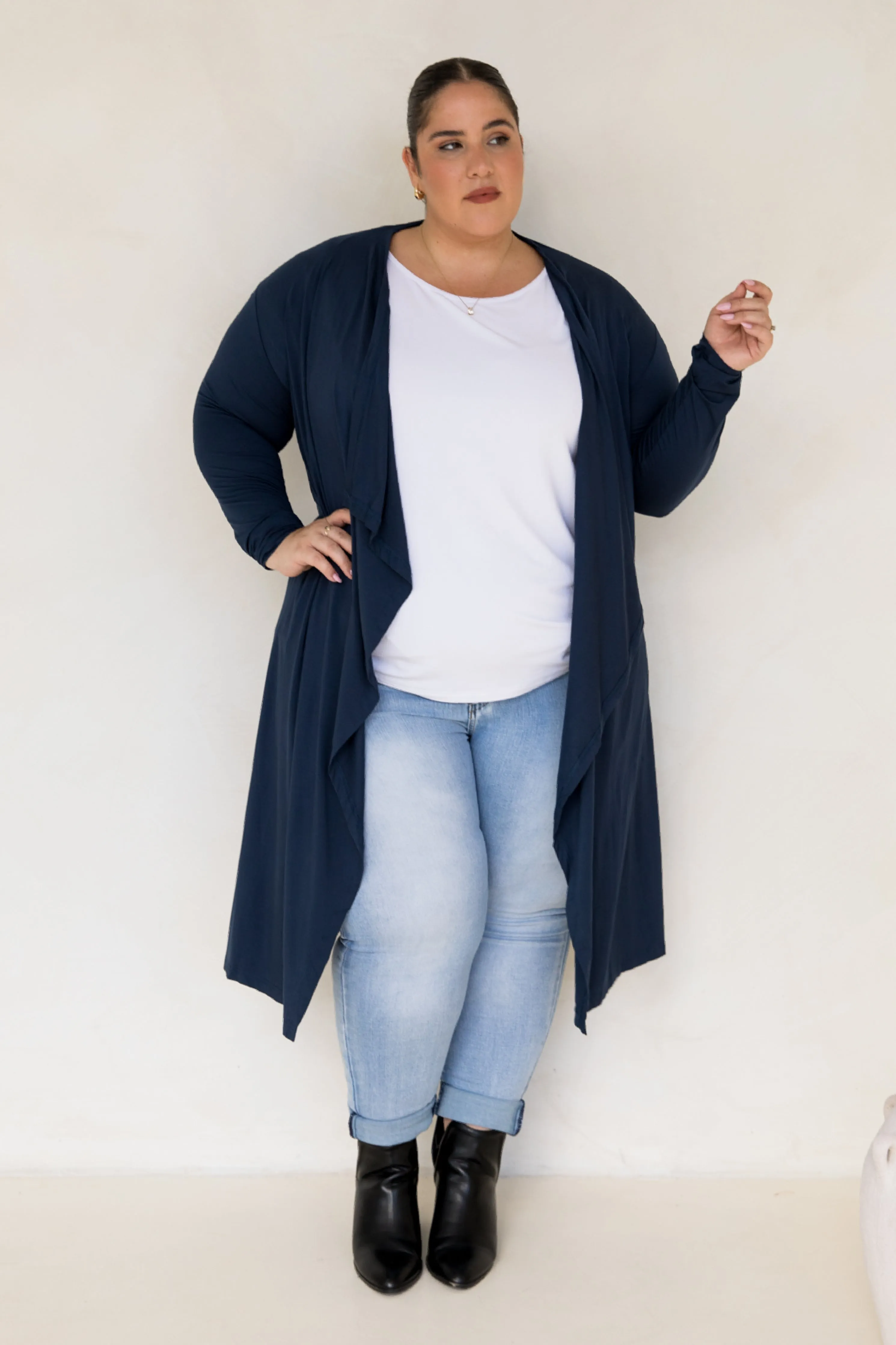 Flyaway Bamboo Cardigan in Navy