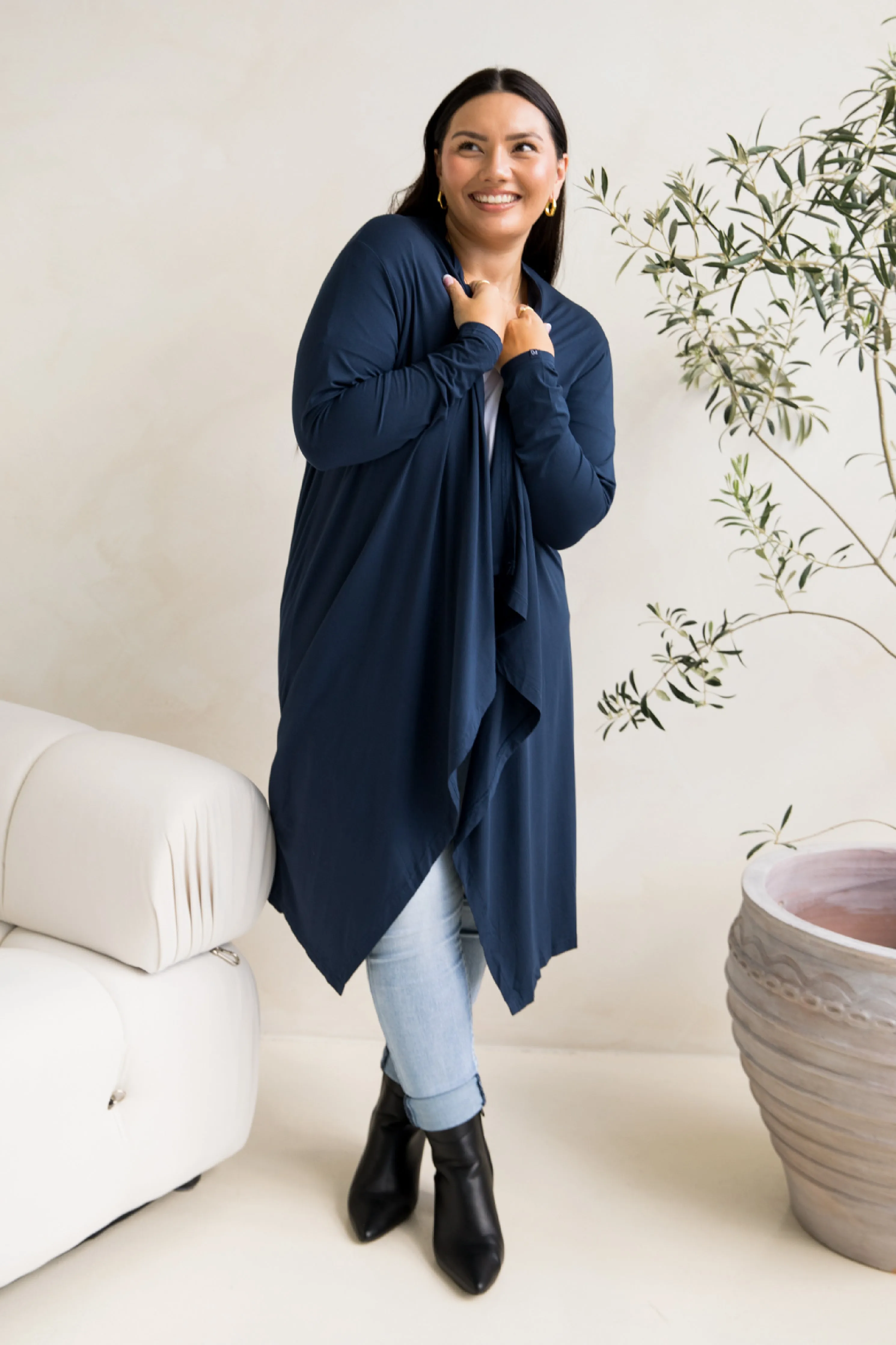 Flyaway Bamboo Cardigan in Navy