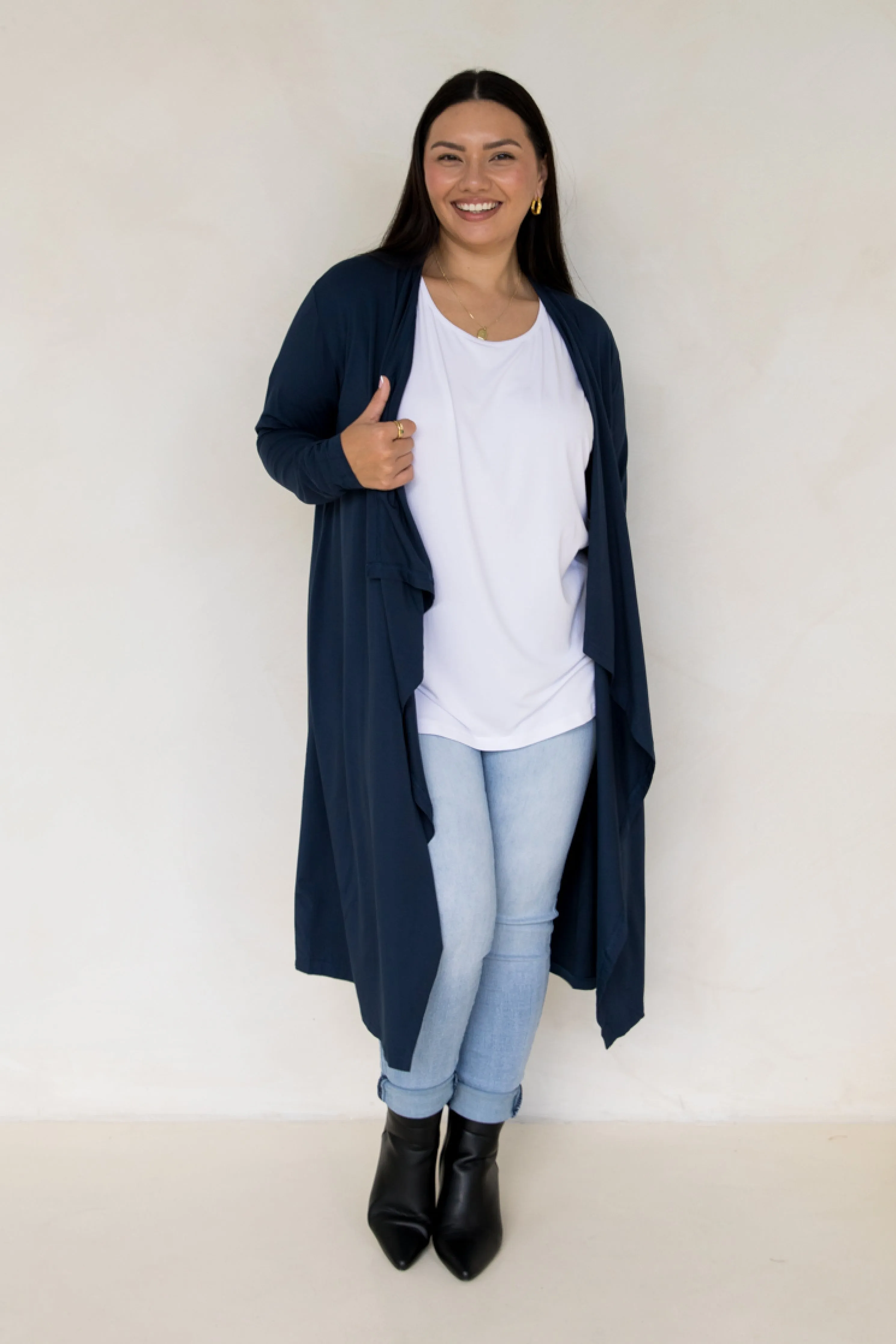 Flyaway Bamboo Cardigan in Navy