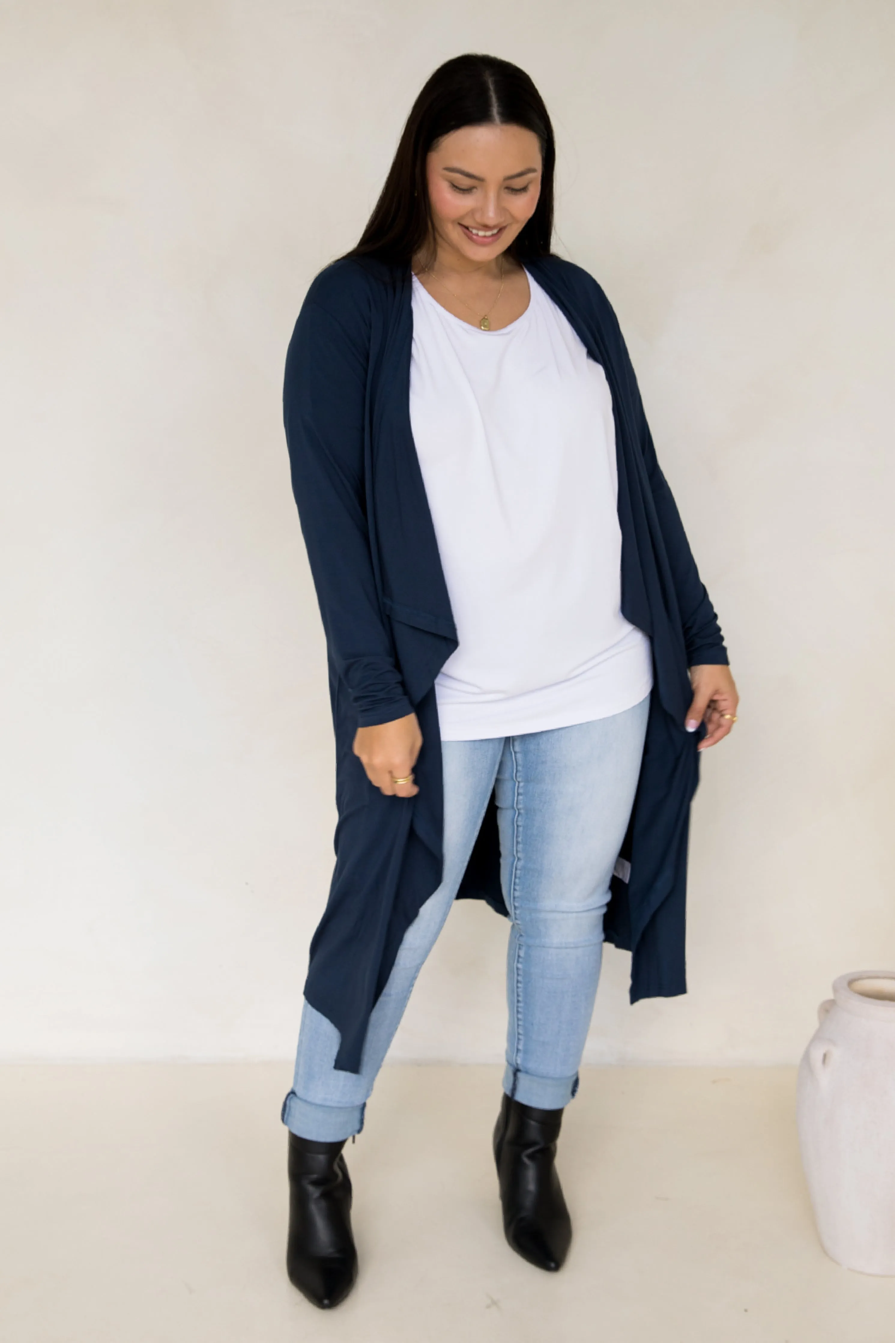 Flyaway Bamboo Cardigan in Navy