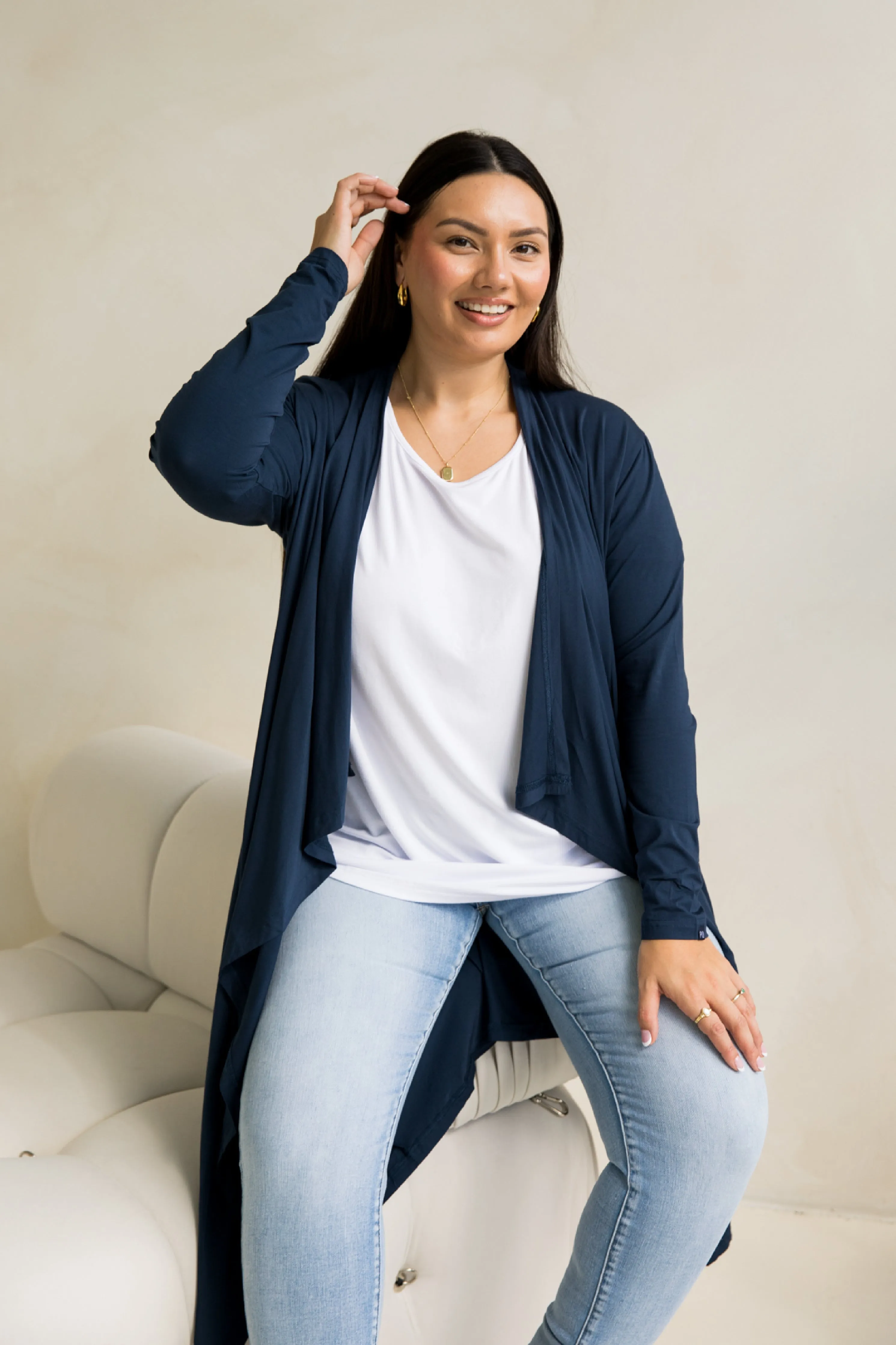 Flyaway Bamboo Cardigan in Navy