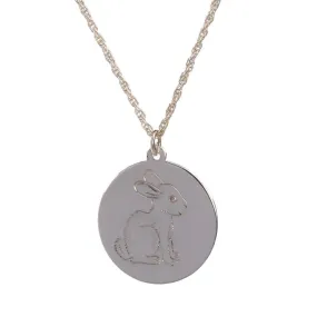 Hand Engraved Sterling Silver Bunny Necklace