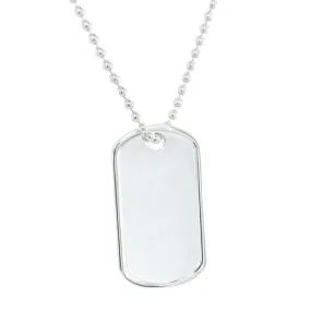 Mens Sterling Silver Large Ridged Dog Tag Personalised