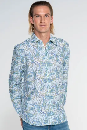 Mr Darcy Mens Shirt Blue Paisley