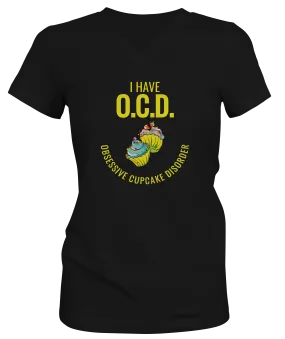 O.C.D. Obsessive Cupcake Disorder Ladies V-neck