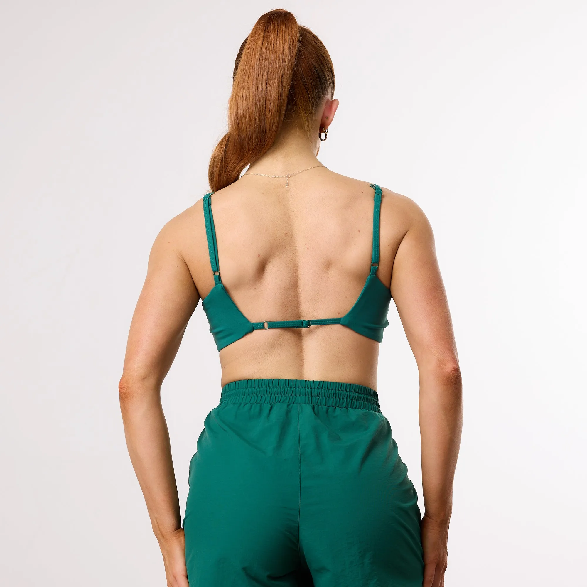 Vanquish Enhance Forest Green Minimal Open Back Bra