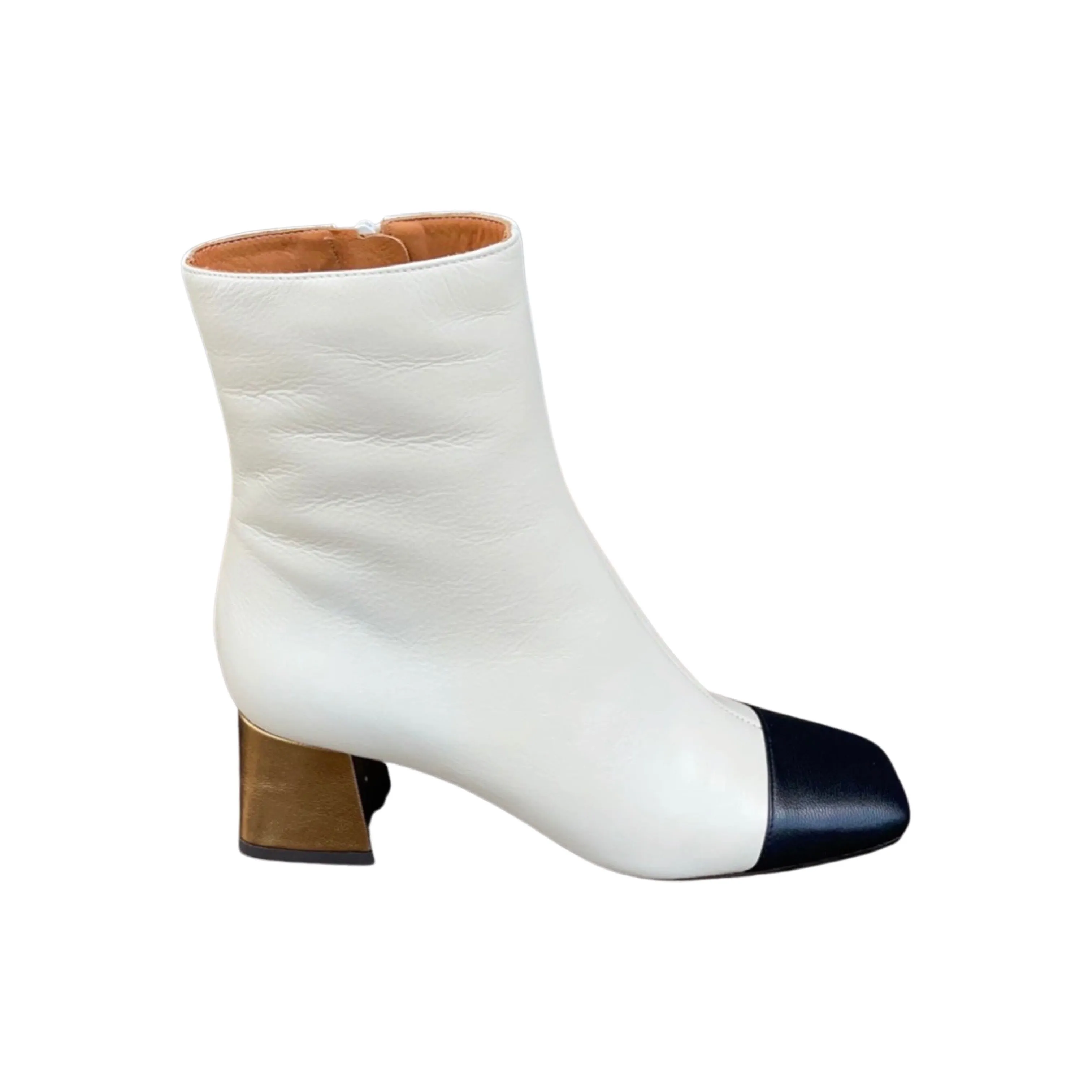 Volkiria Off White Block Heel Boot